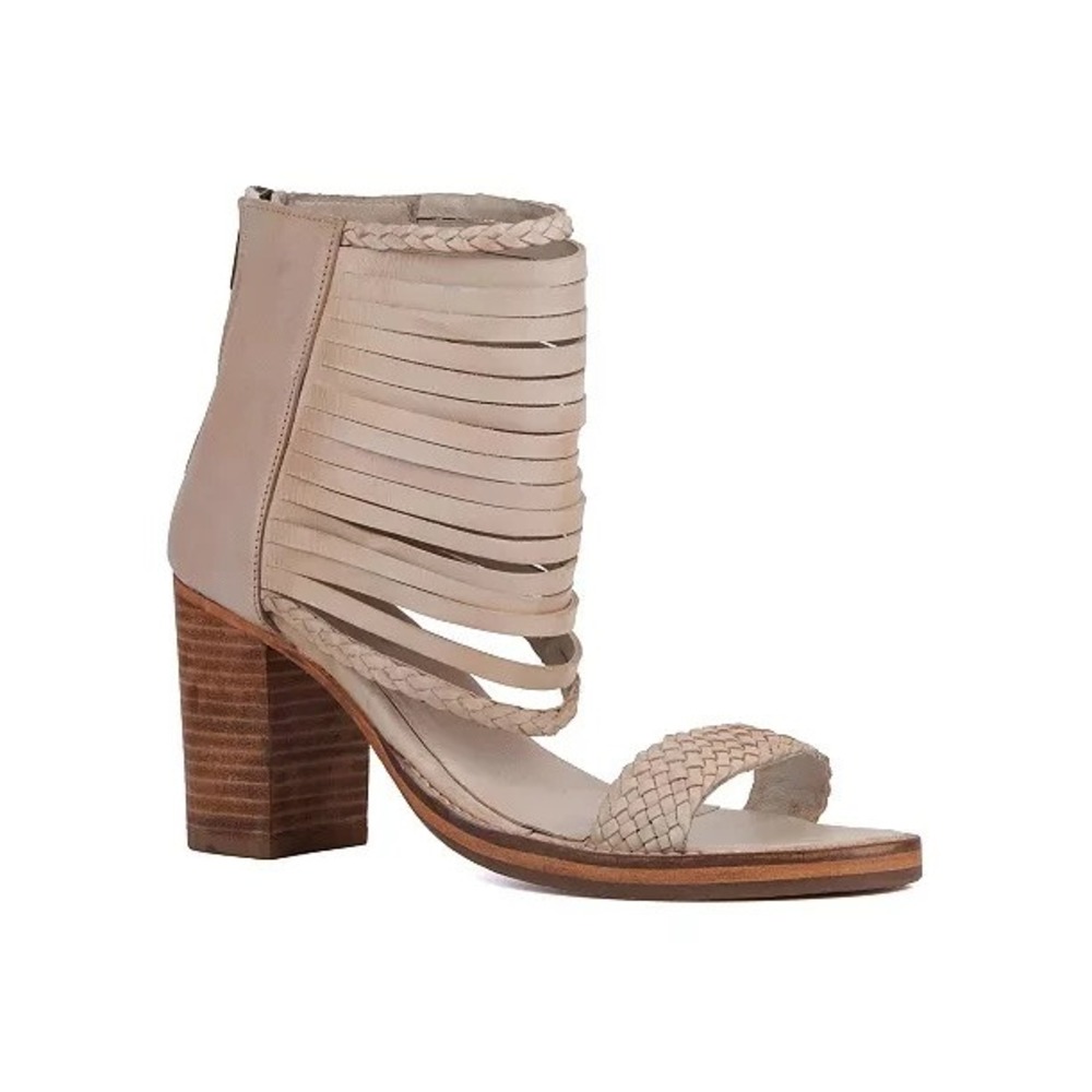 Vintage Foundry Co Leila Block Heel Leather Sandals Womens 10 Ivory NEW